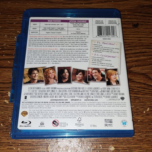P.S. I Love You (Blu-ray Disc, 2008, Canadian) Hilary Swank Gerard Butler - Picture 3 of 3